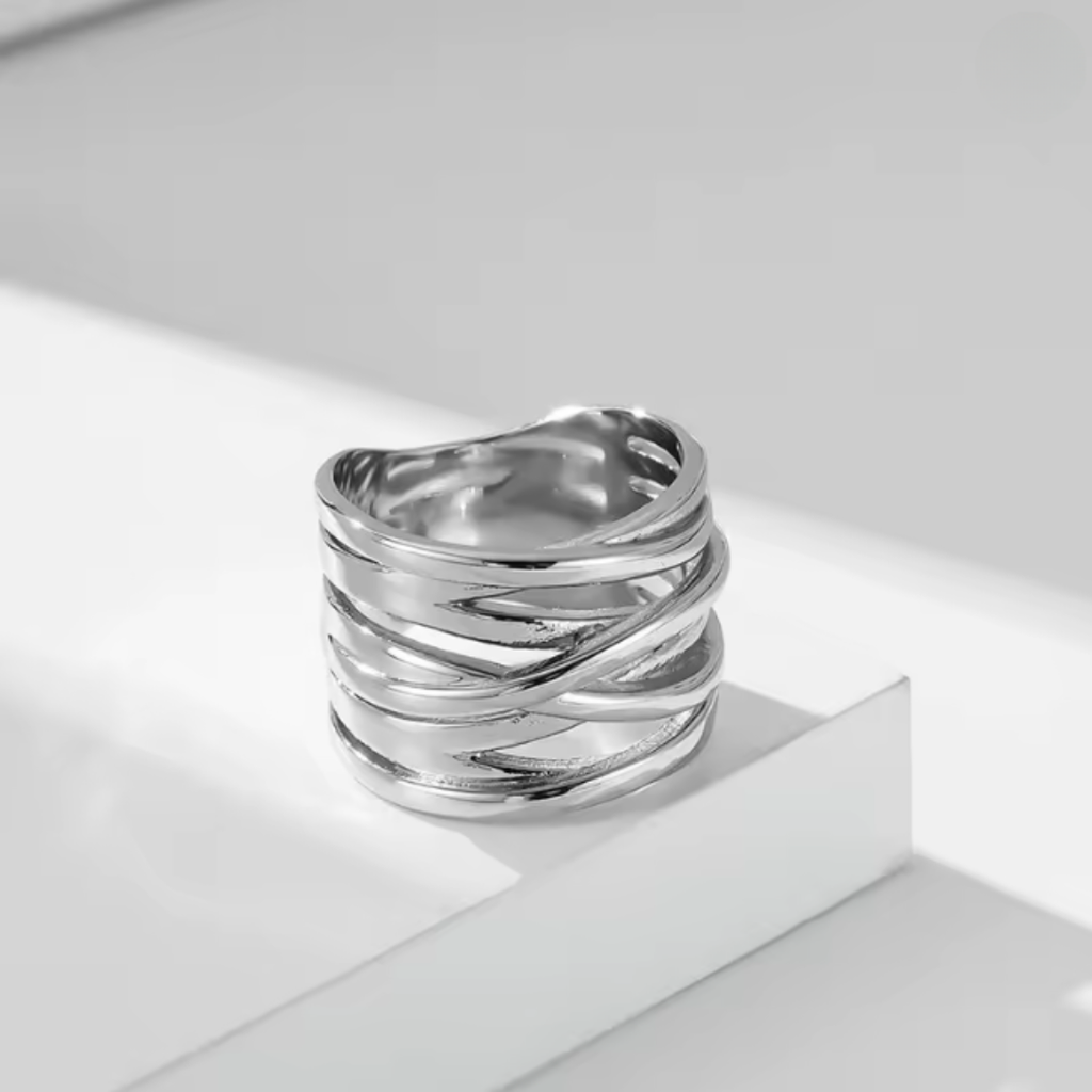 Captivating Multilayer Cross Band Ring