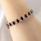 Elegant Marquise Zirconia Onyx Bracelet