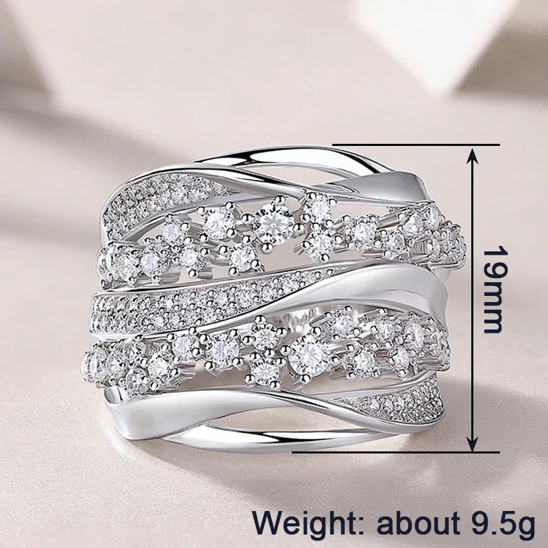 Lustrous Layered Crystal Ring