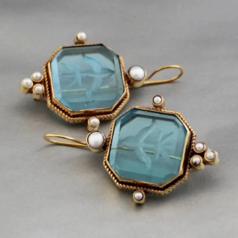 Pearl Geometric Drop Earrings