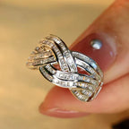 Elegant Wave Cross Zirconia Ring