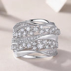 Lustrous Layered Crystal Ring