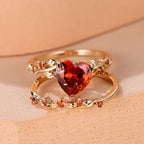 Elegant Heart Accent Gold Ring Set