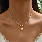 Minimal Blush Pearl Heart Necklace