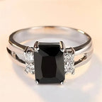 Elegant Black Zirconia Silver Ring