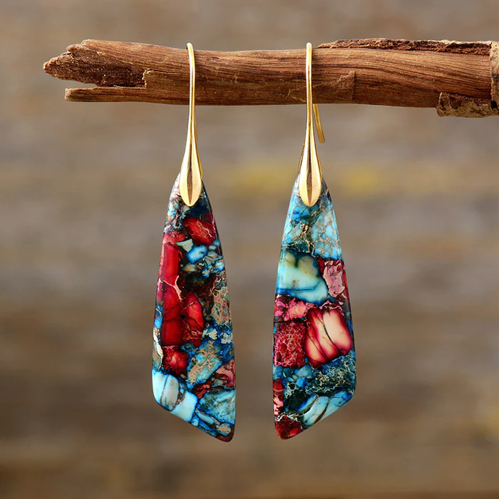 Elegant Gold Stone Earrings