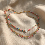 Minimal Rainbow Beaded Necklace