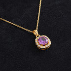 Sophisticated Amethyst Gold Pave Necklace