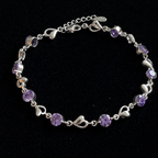 Sophisticated Amethyst Heart Charm Bracelet