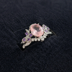 Elegant Leaf Motif White Gold Ring Set