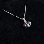 Elegant Amethyst Heart White Gold Necklace