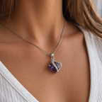 Elegant Amethyst Heart White Gold Necklace