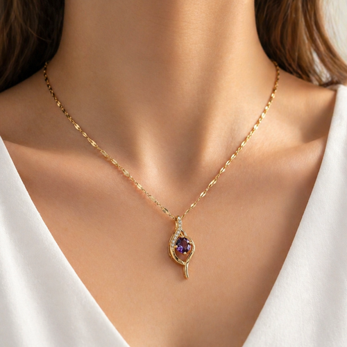 Elegant Amethyst Gold Necklace