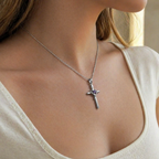 Elegant Amethyst Cross White Gold Necklace