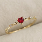 Sophisticated Ruby Gold Heart Ring