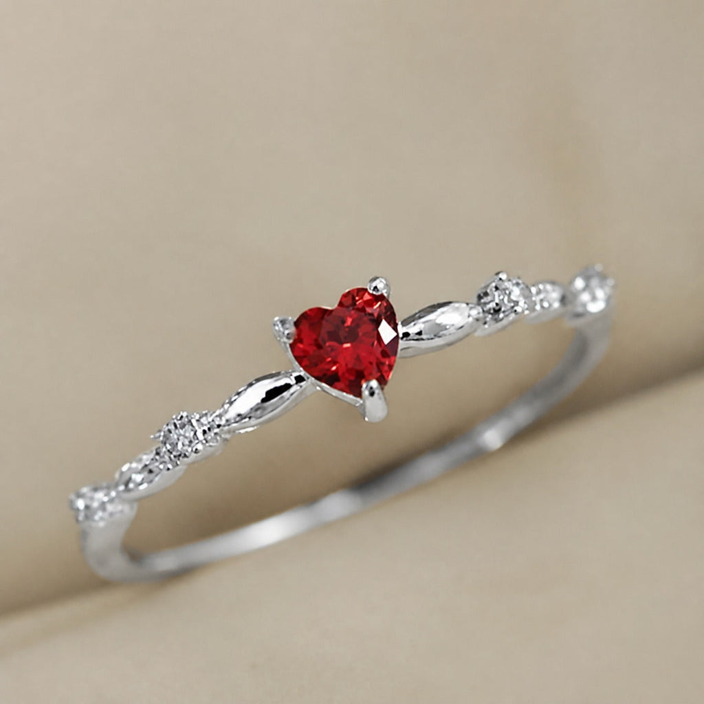 Sophisticated Ruby Gold Heart Ring