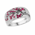 Elegant Ruby Blossom Gold Ring