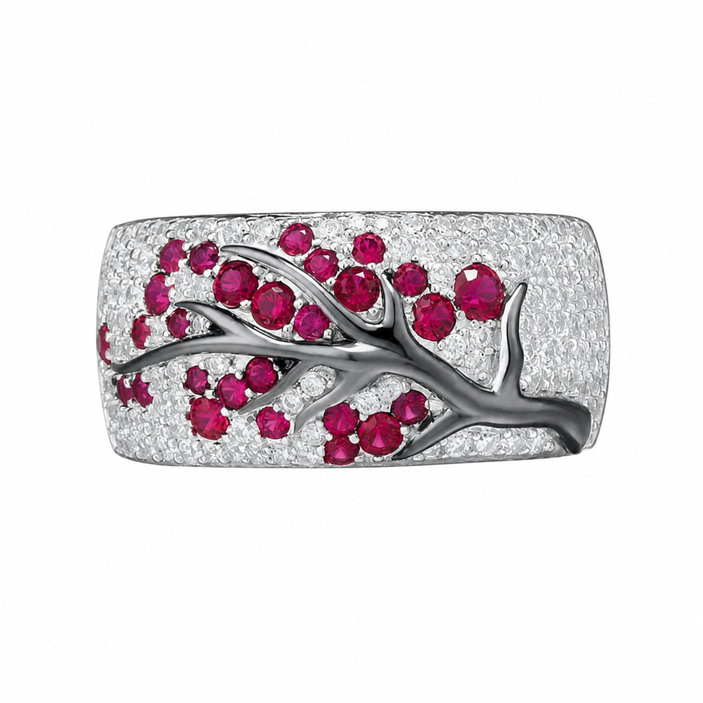 Elegant Ruby Blossom Gold Ring
