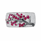 Elegant Ruby Blossom Gold Ring