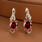 Elegant Crimson Gold Drop Earrings