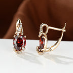 Elegant Crimson Gold Drop Earrings
