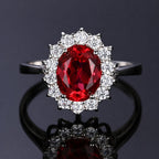 Classic Ruby Halo White Gold Ring