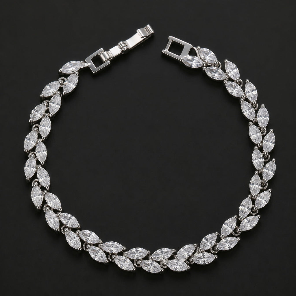 Elegant Synthetic Zircon Wheat Leaf Bracelet